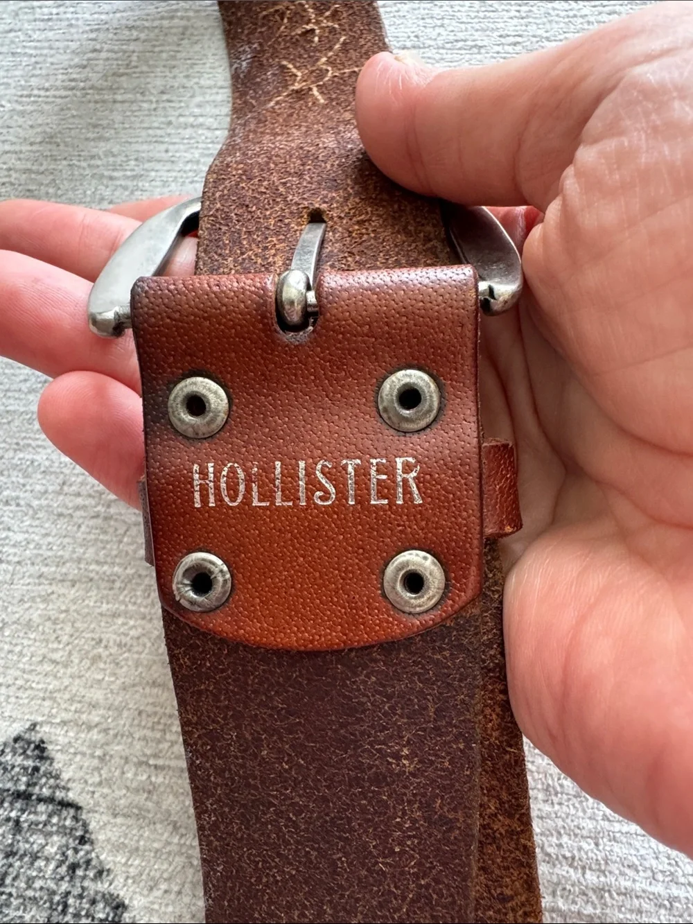 Hollister Brown Leather Floral Rhinestone Wide Belt Boho Y2K Western 40”